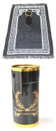 Coffret Cadeau Priere Tapis et chapelet de luxe (boite ronde doree) - Couleur noir
