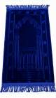 Tapis bébé - enfant musulman 35 x 65 cm avec motifs mihrab 4 ogives - Couleur bleu marine