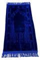 Tapis bebe - enfant musulman 35 x 65 cm avec motifs mihrab 4 ogives - Couleur bleu marine