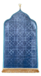 Tapis de priere original en forme de Mihrab avec parties dorees (Sajjada adulte Design Mehrab / Mosquee) - Couleur bleu ocean