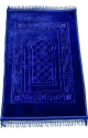 Grand tapis de prière de luxe (80x120 cm pour 1 à 2 personnes - 1kg) - Sajjada salat - couleur bleue unie avec motifs discrets mosaïque